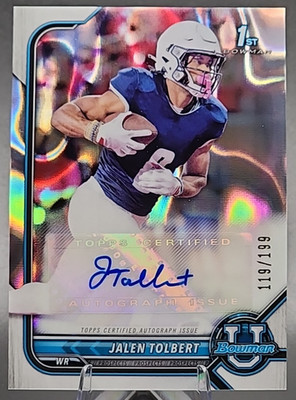 Jalen Tolbert /199 2021 Bowman U Chrome 1st Auto Prospect Lava Refractor Cowboys