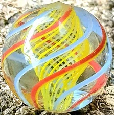 11/16"+ Gorgeous Bi- Colour Latticino English Style German Handmade Marbles MINT