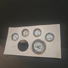Set Of 5 Vintage Repro Hot Rod Race Car Classic Speedometer Metal Glass Gauges