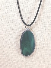 Vintage Glass Green Sea Glass Sterling Silver Dangle Pendant Handmade