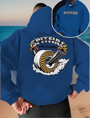 Skateboard Mens Hoodie Shirt XL Spitfire With Pockets Pullover  Blue  