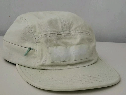 Casquette de camp FW17 Supreme fermeture éclair latérale chapeau citron vert pâle logo boîte