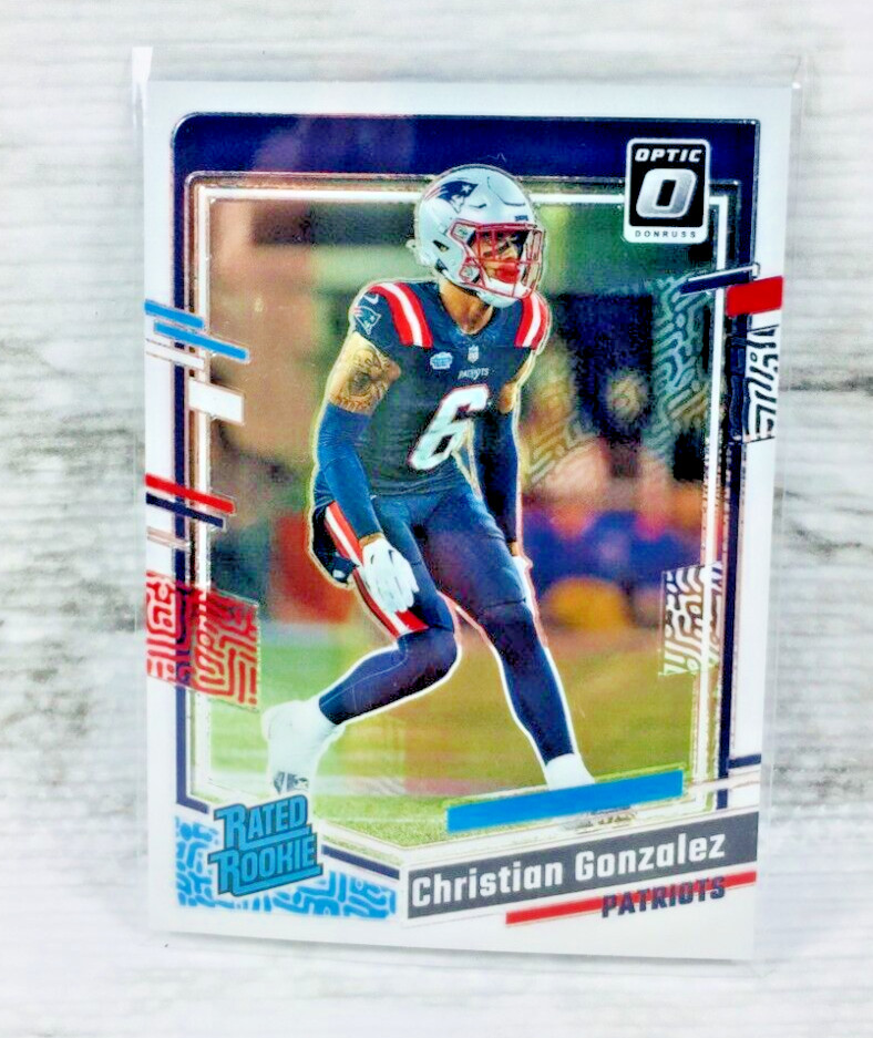 2023 Donruss Optic #274 "CHRISTIAN GONZALEZ" RC Rated Rookie Card PATRIOTS!