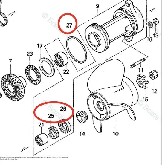Honda 75HP BF75A 90HP BF90A Lower Gearcase Seal Kit 91255