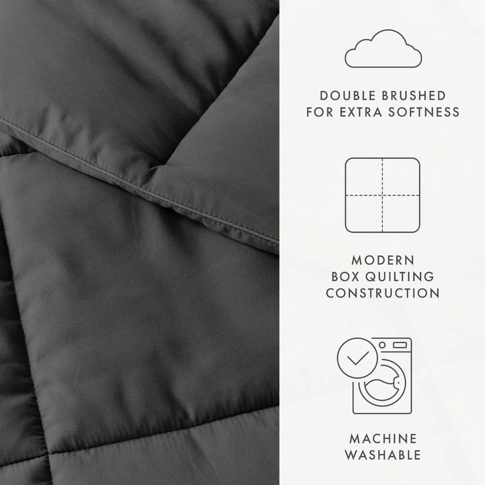 Down Alternative All Season Comforter Kaycie Gray So Soft Collection (6 Colors!) - Image 3 of 3