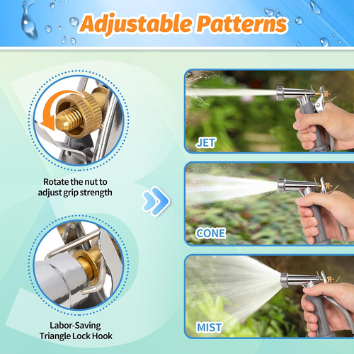 Full Size Garden Hose Nozzle 2 Pack, High Pressure Pistol Grip Water Nozzle Spra - Picture 4 of 12