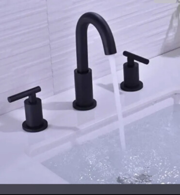 #ad TRUSTMI 2 Handle 8 inch Widespread Bathroom Sink Faucet with Pop Up Drain Black $36.00