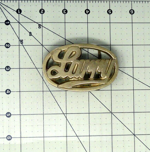 LARRY Belt Buckle Iconic 70s Cut Out Brass Name Vintage Taiwan .TAZ288 - Picture 3 of 8