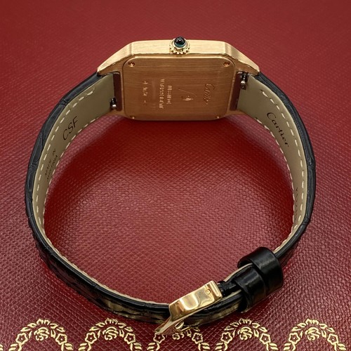 Montre pour femme à quartz or rose 18 carats cadran argent Cartier Santos Dumont WGSA0022 - Photo 7 sur 7