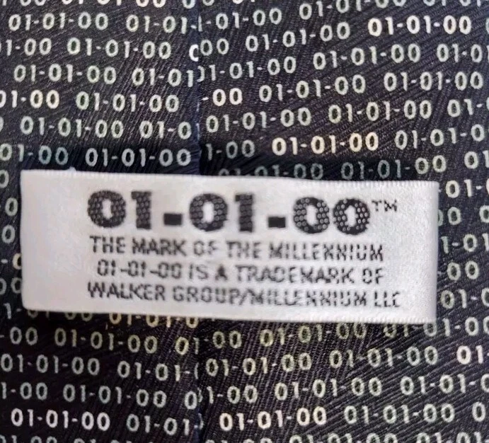 Corbata para hombre Mark of the Millennium negra 01-01-00 Y2K vintage Foto 3 de 4