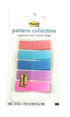 Post-it Full Color Flags, Gingham Pattern Collection, .47 x 1.7 Inches 100