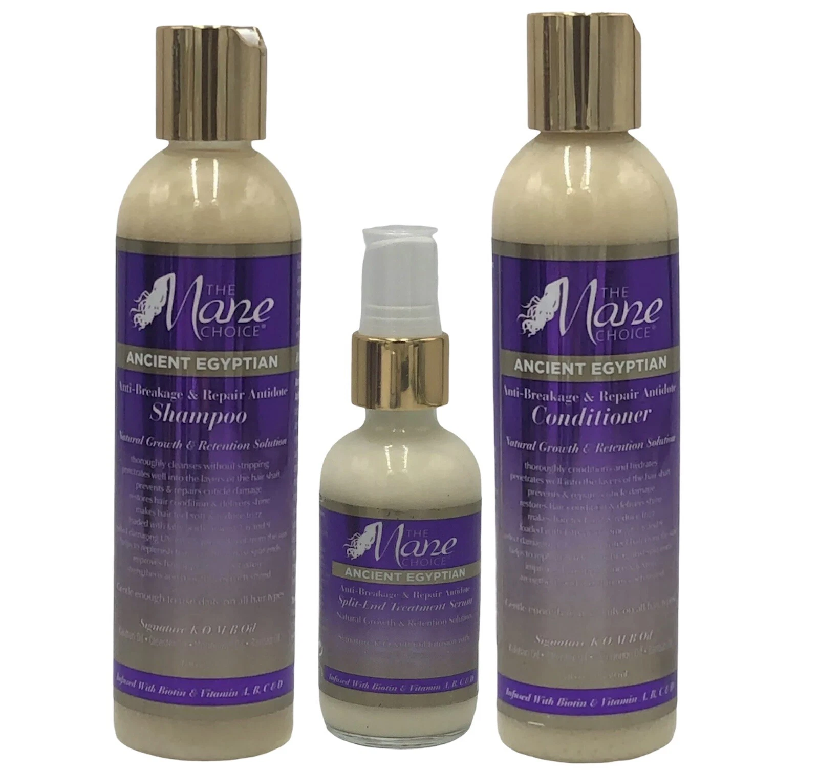 The Mane Choice Ancient Egyptian Shampoo Conditioner Split End Serum 3 Piece Set