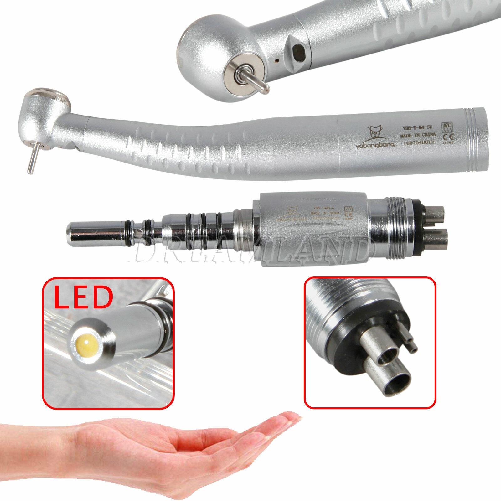 Dental Fiber Optic LED Handpiece High Speed / LED Quick Coupler 2/4/6 Holes USA Tanie zapasy