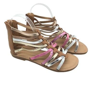 Tucker Tate Girls Gladiator Sandals Faux Leather Rainbow