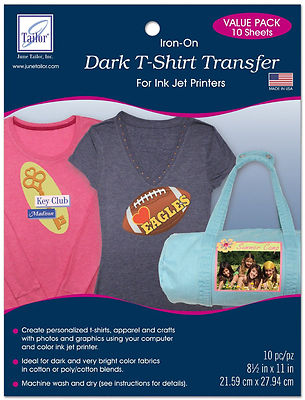 June Tailor Dark T-Shirt Transfer Sheets 10 pk.. ~ NEW