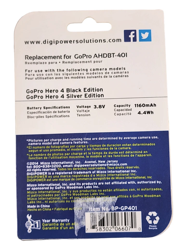 Digipower - Re-Fuel Rechargeable Lithium-Ion Replacement Battery for GoPro HERO4 - Image 2 of 2