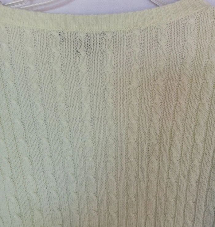Cárdigan suéter Christopher Fischer verde claro tejido con cable cachemir M nuevo con etiquetas Foto 3 de 4