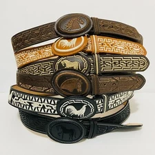 Men's western belt embroidered black belt size 44 for jeans size 40