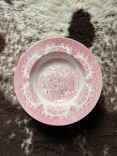 English Ironstone Tableware Suppenteller Rot & Weiß Vintage Teller Antik - Bild 1 von 4
