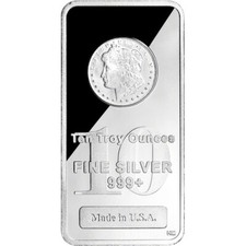 10 oz. Highland Mint Silver Bar - Morgan Dollar Design .999+ Fine 71.45 per troy oz