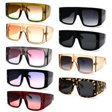 Retro Flat Top Unique Thick Temple Mobster Sunglasses