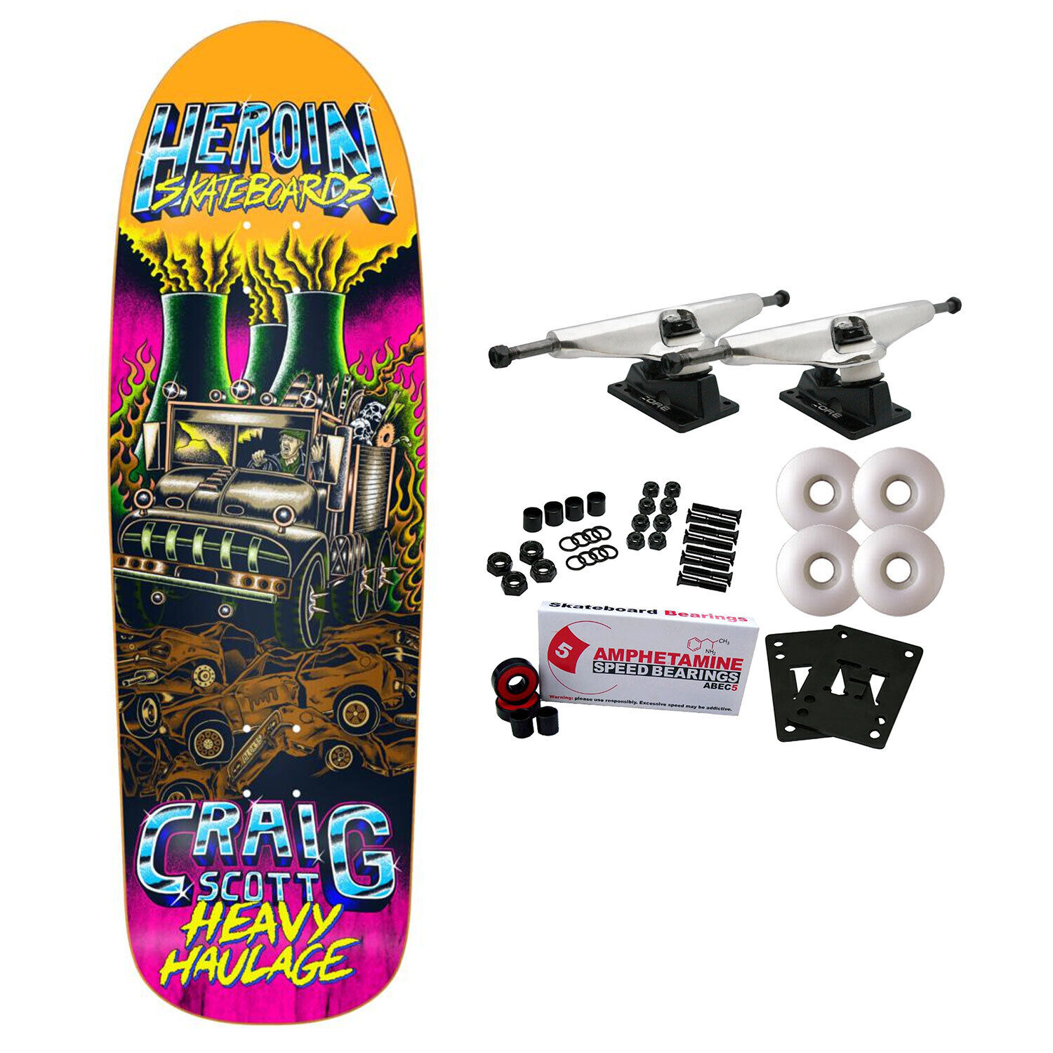 Heroin Skateboard Complete Craig Questions Heavy Haulage 9.5" x 32" Assorted