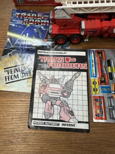 Vintage 1985 INFERNO AutoBot W/Box Hasbro G1 Transformers Unused Decal Sheet - Picture 4 of 17