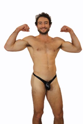 Mens C4M Provocative Pouch Enhancing Thong C4MPE02 Black Skai