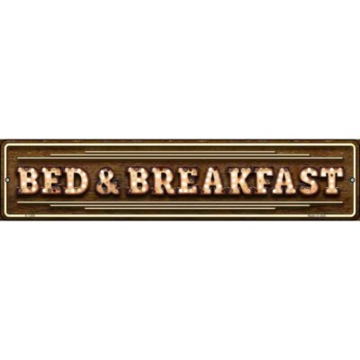 Bed and Breakfast Bulb Lettering 24''x5'' metal street sign Home Door Garage Wall