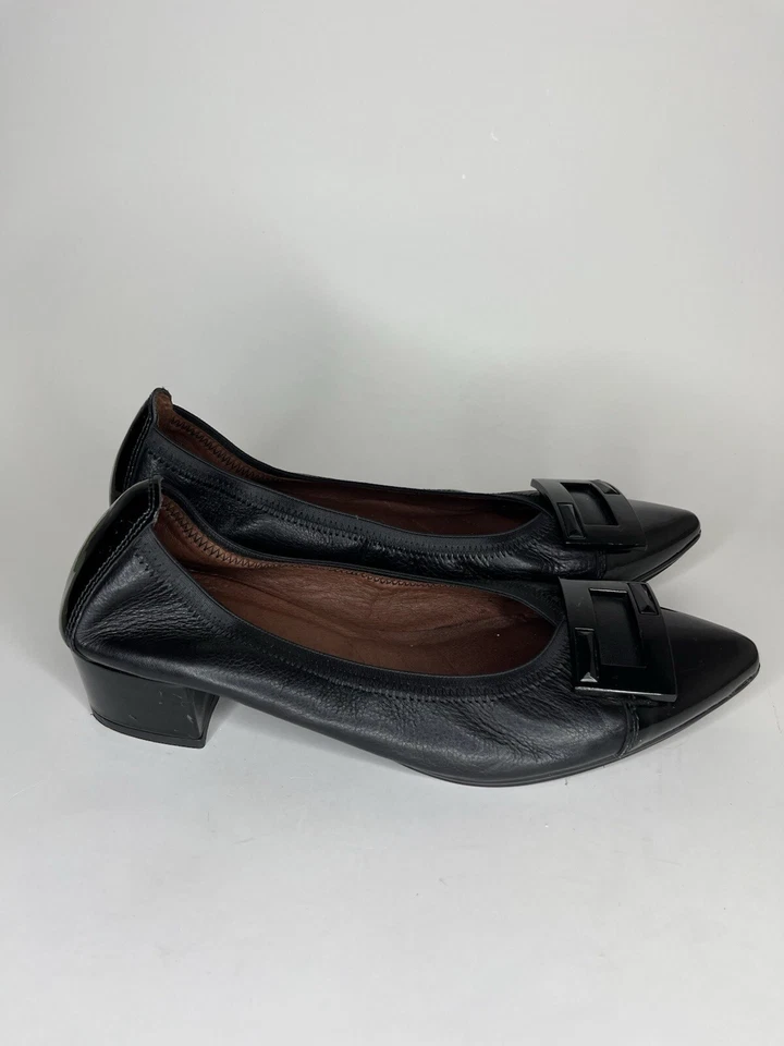 Hispanitas 女式鞋高跟鞋黑色皮革 39 码 US 8 西班牙制造 — 第 4/4 张图片