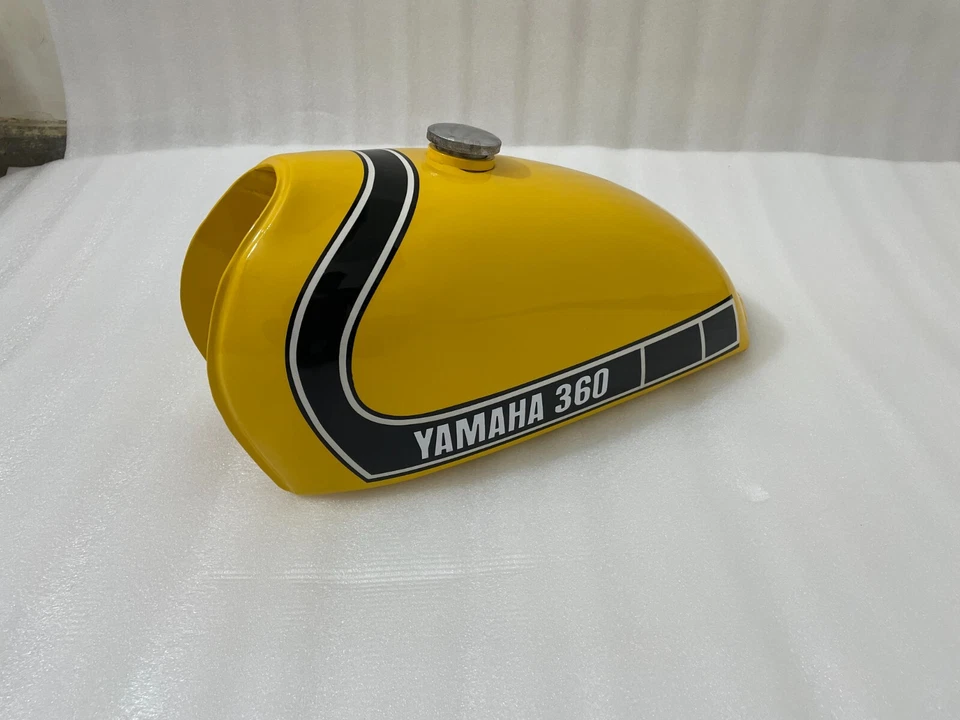 Yamaha MX250 MX 250 MX360 SC500 1974 pintura amarilla acero tanque gasolina + tapa + grifo Foto 3 de 4