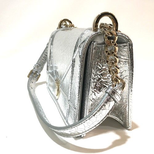 UNUSED DIOR Small flap DIORAMA Shoulder Bag Silver/GoldHW - Foto 3 di 12