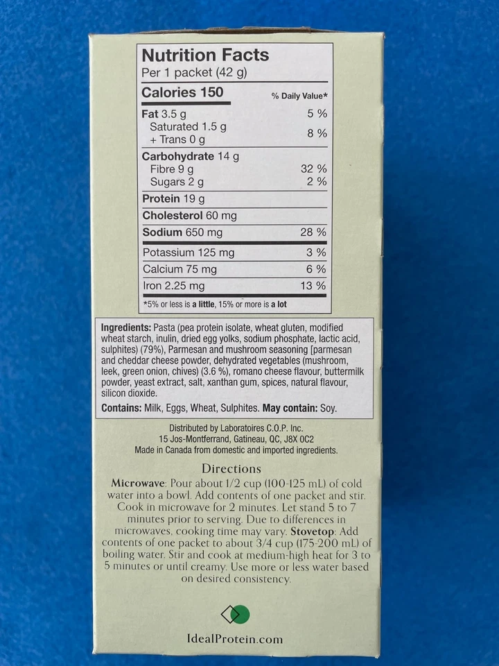 Ideal Protein Creamy Parmesan Mushroom Pasta - 7 Packets - EXP 3/31/26 FREE SHIP - Image 2 of 4