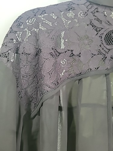 Kirra Oversized Sheer Lace Shoulder Long Sleeve Blouse Sz L - Picture 7 of 8