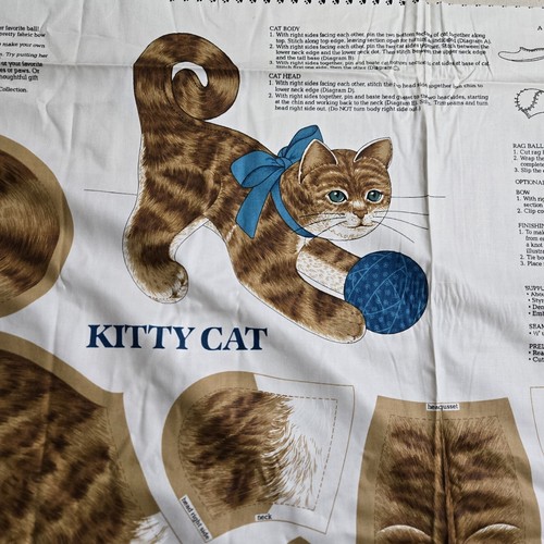 VIP Cranston Print Works Orange Tabby Kitty Cat Rag Ball Cut Out & Sew Cat Panel - Picture 4 of 6