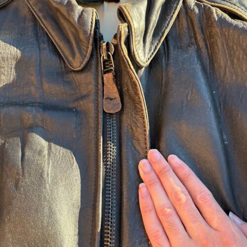 Avirex Brown Leather Stars Stripes Forever Flight Jacket Type A-2 Italy Size XL - Picture 3 of 16