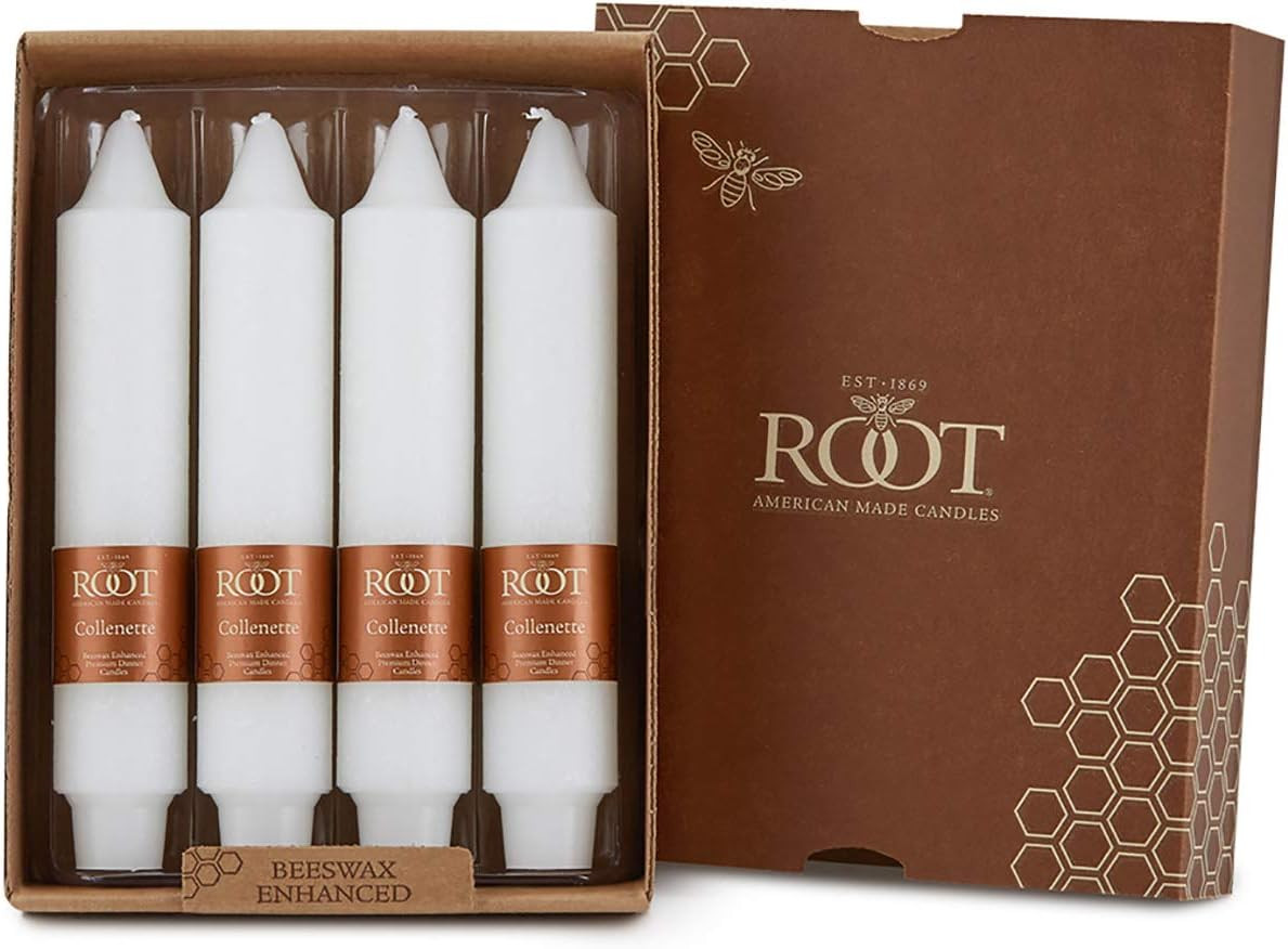 597147 Unscented Timberline Collenette 7-Inch Dinner Candles, 4-Count, White