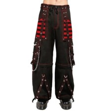 Men Black Tripp Pant Punk Rock Gothic Style Trouser with Red Pockets 100 cotton