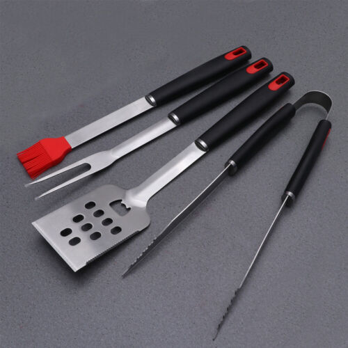 4 Pcs Grill Spatula Basting Brush Grill Tongs Grill Cleaning Brush Barbecue Fork