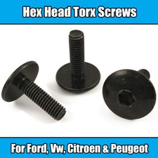 10x M6 x 20mm Torx Screw For Ford Vw Citroen Peugeot Renault Black Metal