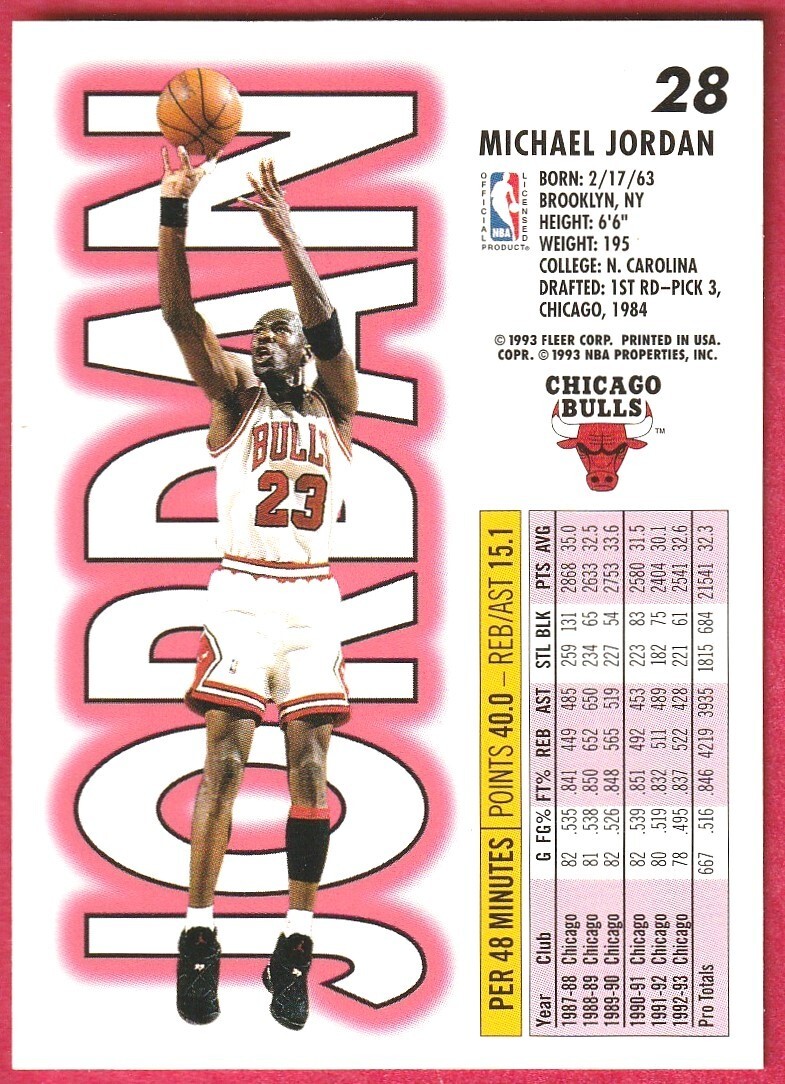 1993-94 Fleer #28 MICHAEL JORDAN - Chicago Bulls