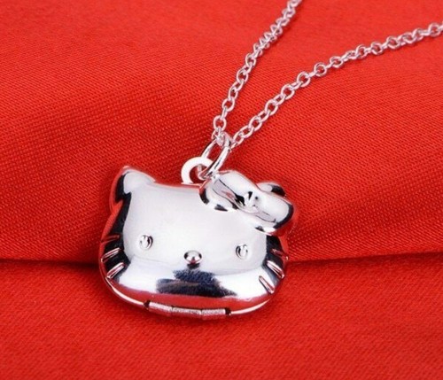 925 Sterling Silver Hello Kitty Cat Photo Memory Locket Pendant Necklace Gift - Picture 8 of 8