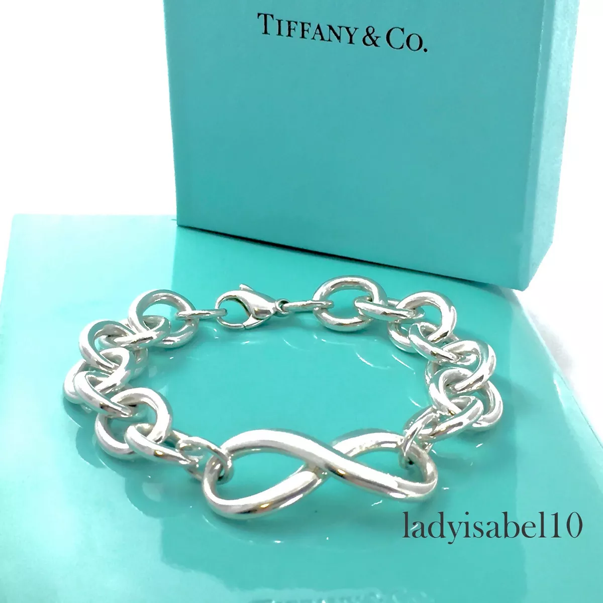 Tiffany & Co Silver Clasp Link Bracelet Charm Bangle Chain Gift Pouch Love