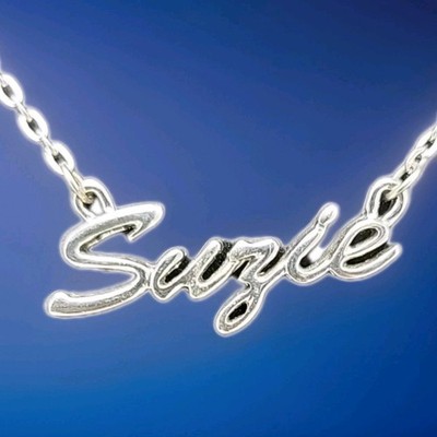 Name Necklace Suzie Chain Silvertone  NWOT UT225