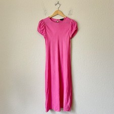 J. CREW Midi T-Shirt Dress Womens Sz 6 Hot Pink Short Sleeve Sheath Party Preppy