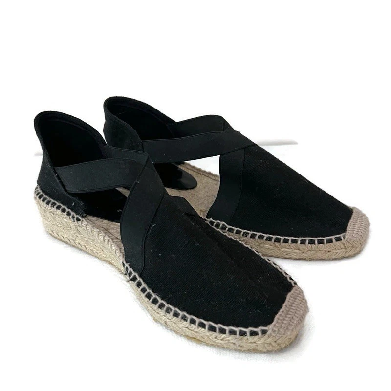 Alpargatas cunha de juta Bettye Muller feitas na Espanha tiras tamanho 38 lona EUA 7,5 - Imagem 2 de 4