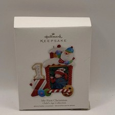 Hallmark Keepsake 2011 My First Christmas Photo Frame Train Holiday Ornament New