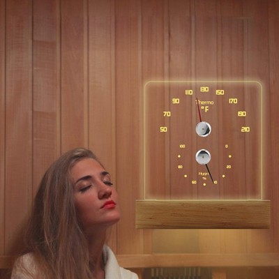 Sauna Thermometer 2 in 1 Fahrenheit Thermometer Hygrometer with LED Light Sau...