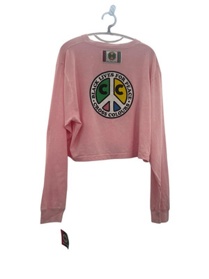 New with tags Cross Colours Pink Long Sleeve Crop Top Black Lives Matter new wit