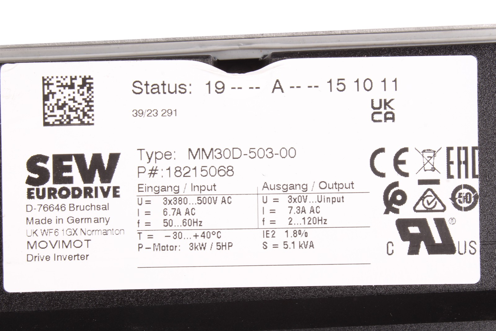 MM30D-503-00 18215068 SEW EURODRIVE - Reconditionné - Garantie 24 mois